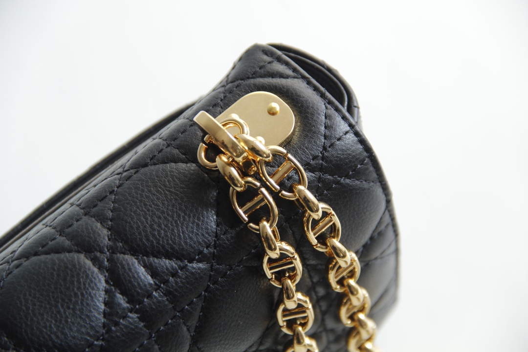 Small Dior Caro Bag Black Supple Cannage Calfskin